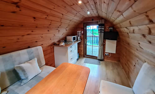 Camping Pod interior at Looe Country Park